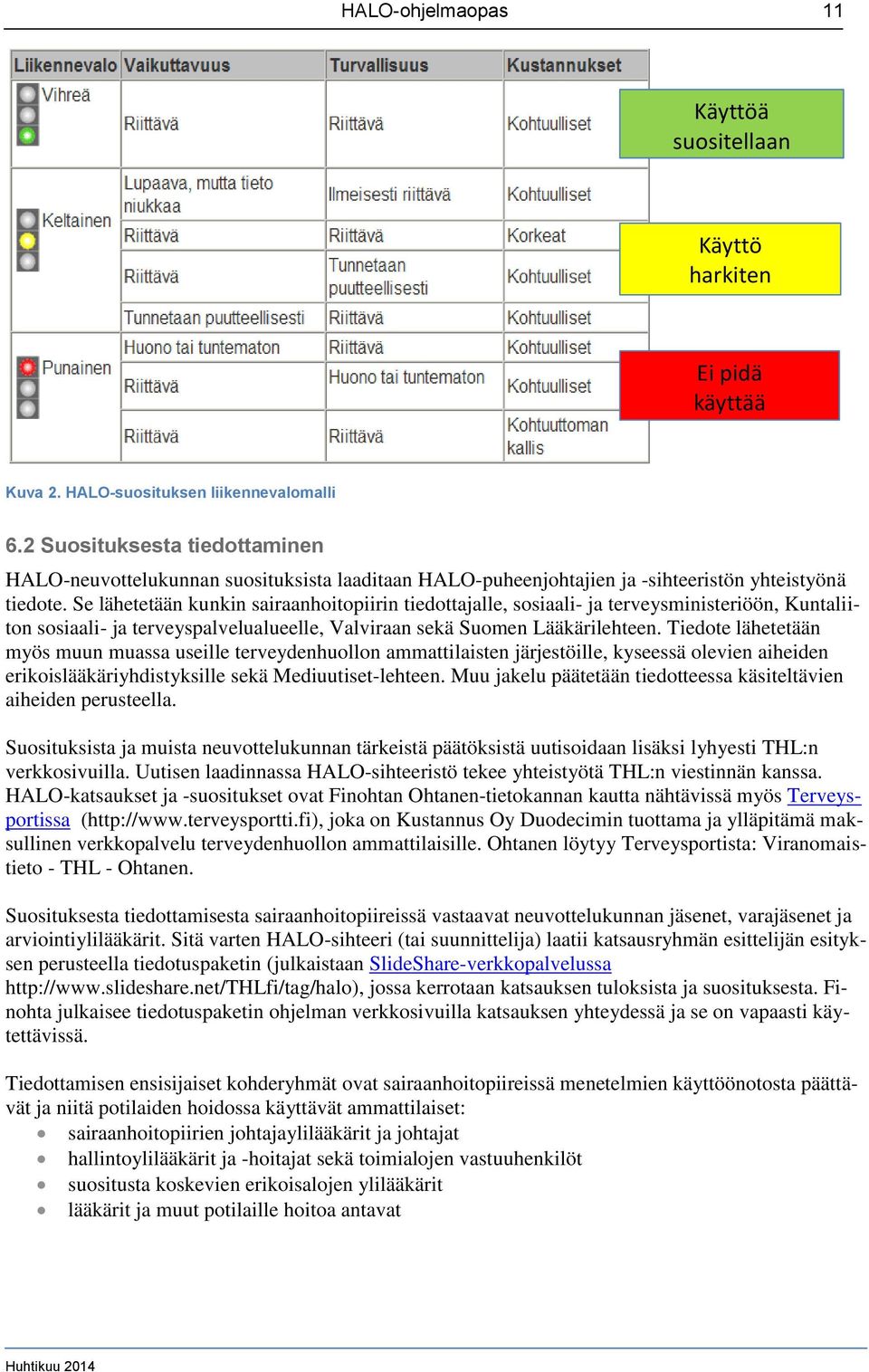 Se lähetetään kunkin sairaanhoitopiirin tiedottajalle, sosiaali- ja terveysministeriöön, Kuntaliiton sosiaali- ja terveyspalvelualueelle, Valviraan sekä Suomen Lääkärilehteen.