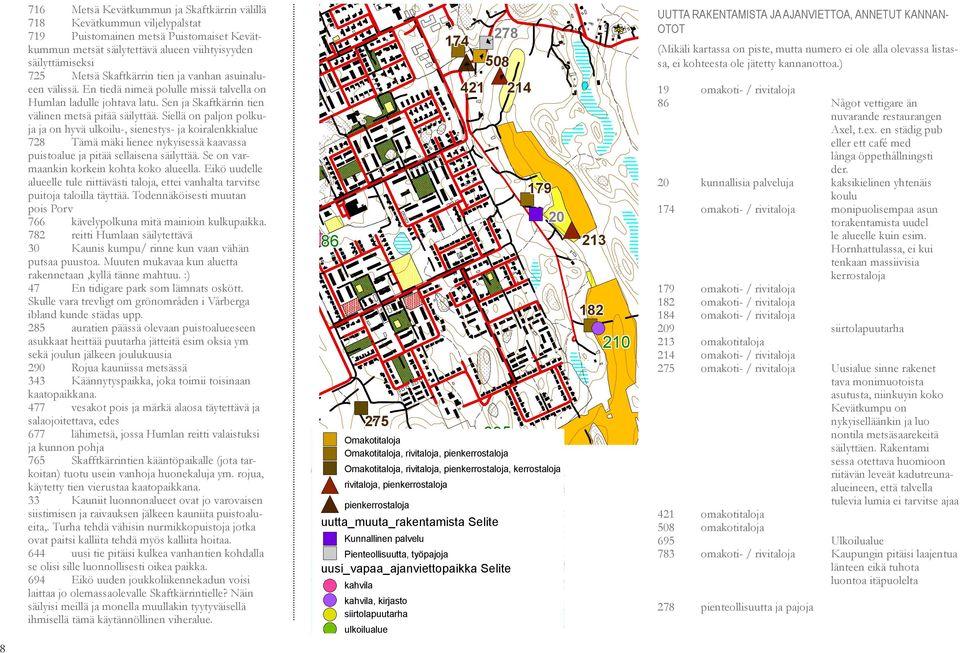 Siellä on paljon polkuja ja on hyvä ulkoilu-, sienestys- ja koiralenkkialue 728 Tämä mäki lienee nykyisessä kaavassa puistoalue ja pitää sellaisena säilyttää.