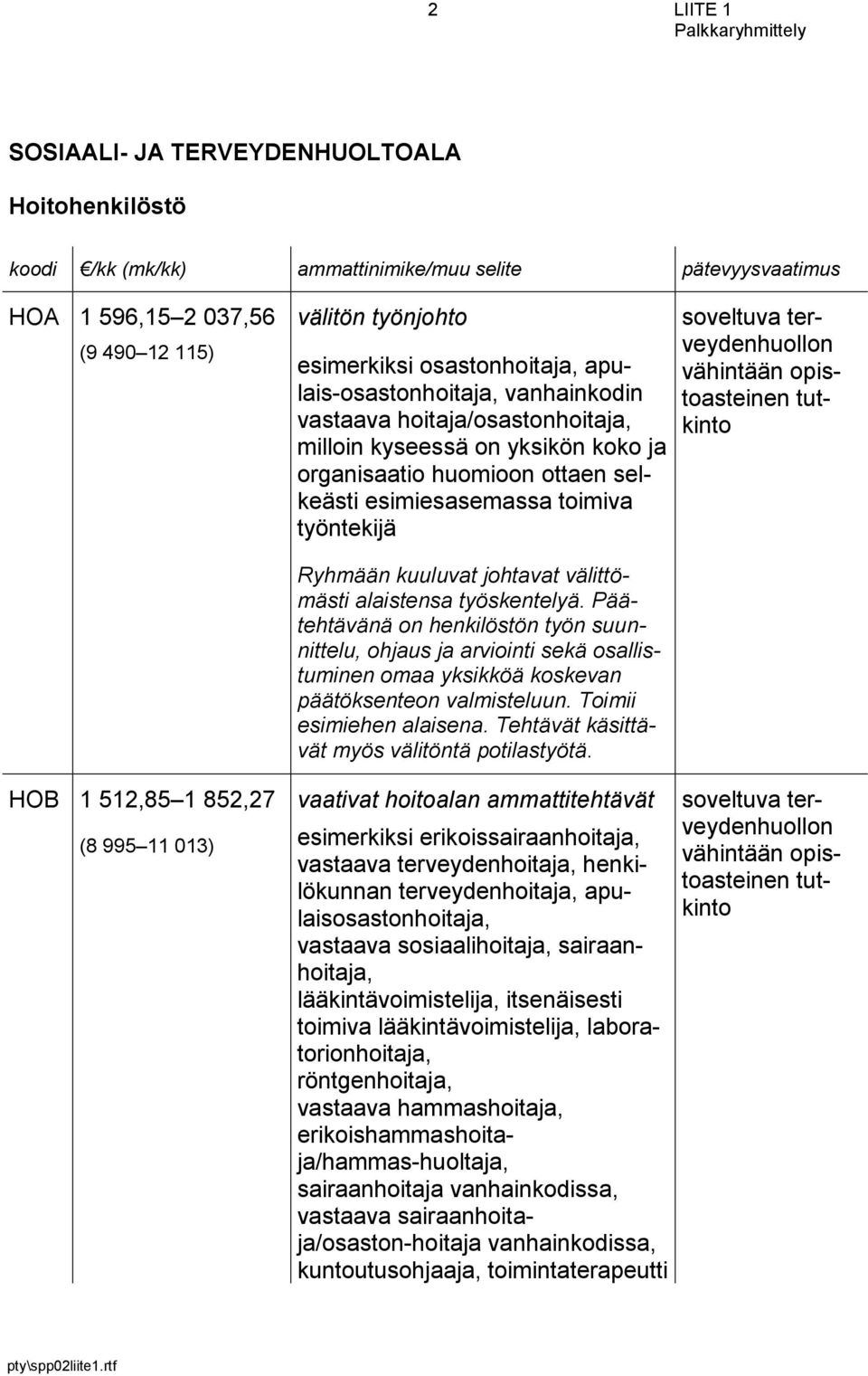 Päätehtävänä on henkilöstön työn suunnittelu, ohjaus ja arviointi sekä osallistuminen omaa yksikköä koskevan päätöksenteon valmisteluun. Toimii esimiehen alaisena.