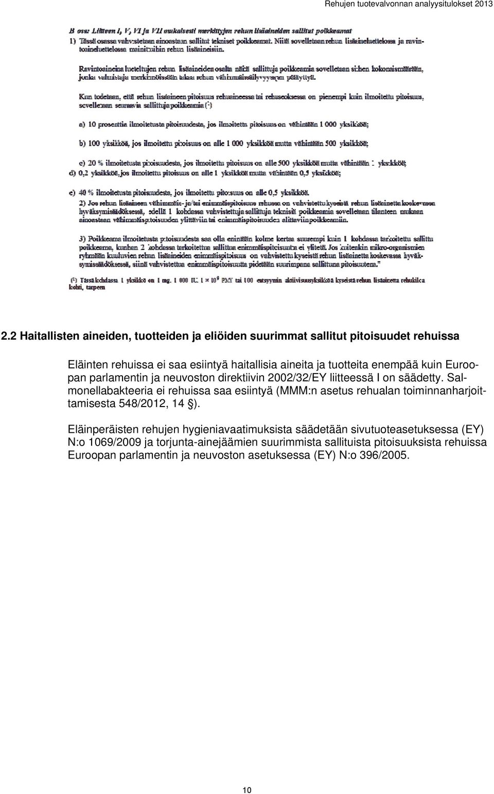 Salmonellabakteeria ei rehuissa saa esiintyä (MMM:n asetus rehualan toiminnanharjoittamisesta 548/2012, 14 ).