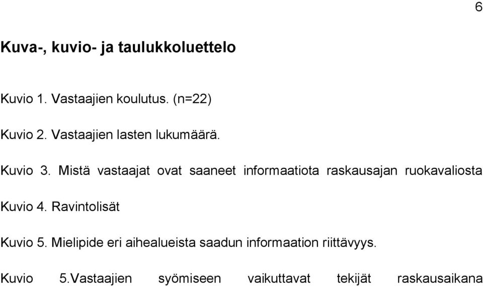 Mistä vastaajat ovat saaneet informaatiota raskausajan ruokavaliosta Kuvio 4.