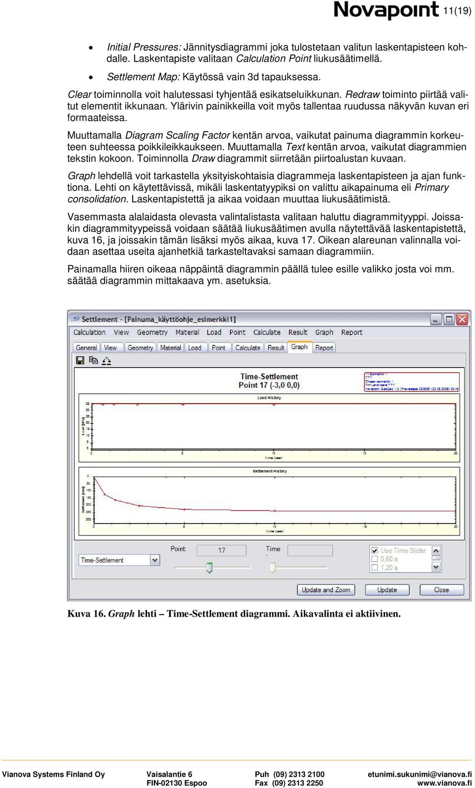 Muuttamalla Diagram Scaling Factor kentän arvoa, vaikutat painuma diagrammin korkeuteen suhteessa poikkileikkaukseen. Muuttamalla Text kentän arvoa, vaikutat diagrammien tekstin kokoon.