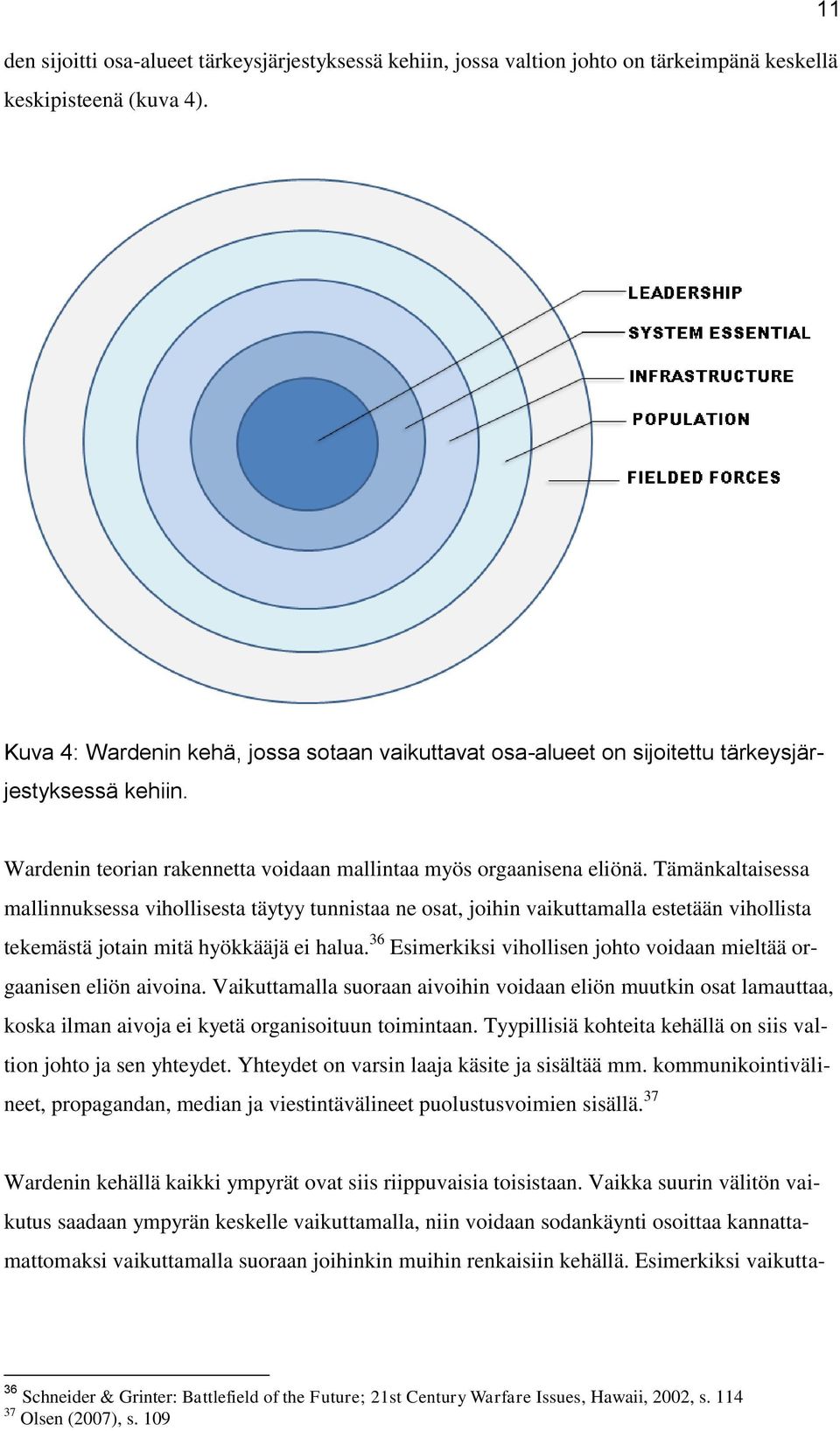 Tämänkaltaisessa mallinnuksessa vihollisesta täytyy tunnistaa ne osat, joihin vaikuttamalla estetään vihollista tekemästä jotain mitä hyökkääjä ei halua.