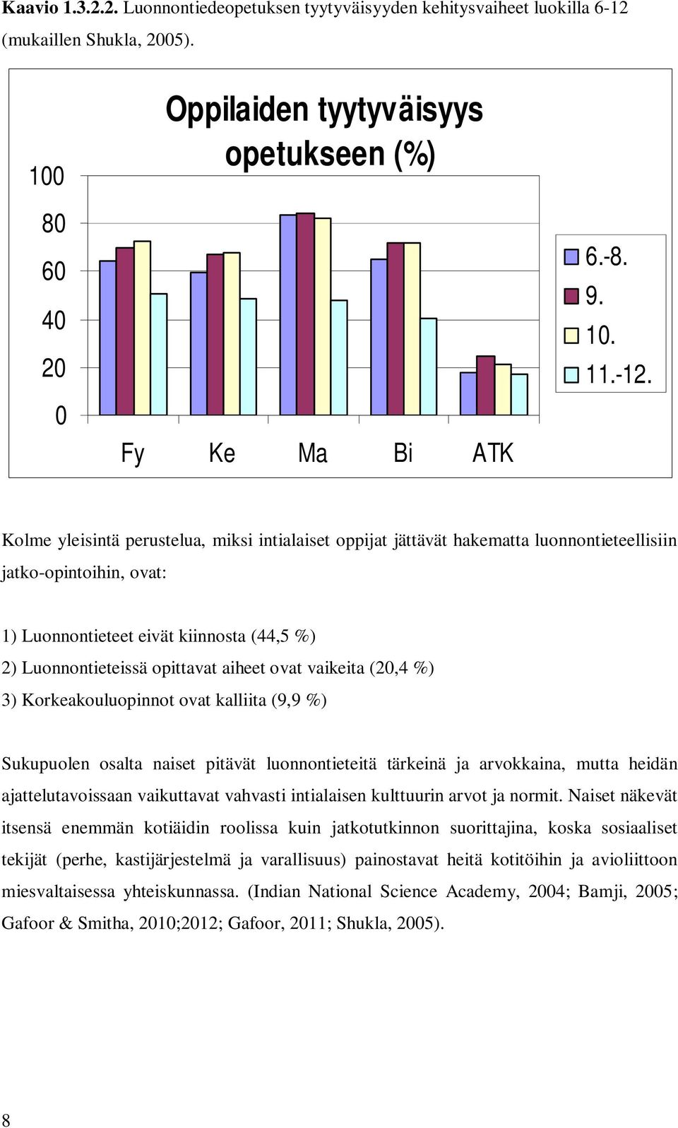 aiheet ovat vaikeita (20,4 %) 3) Korkeakouluopinnot ovat kalliita (9,9 %) Sukupuolen osalta naiset pitävät luonnontieteitä tärkeinä ja arvokkaina, mutta heidän ajattelutavoissaan vaikuttavat vahvasti