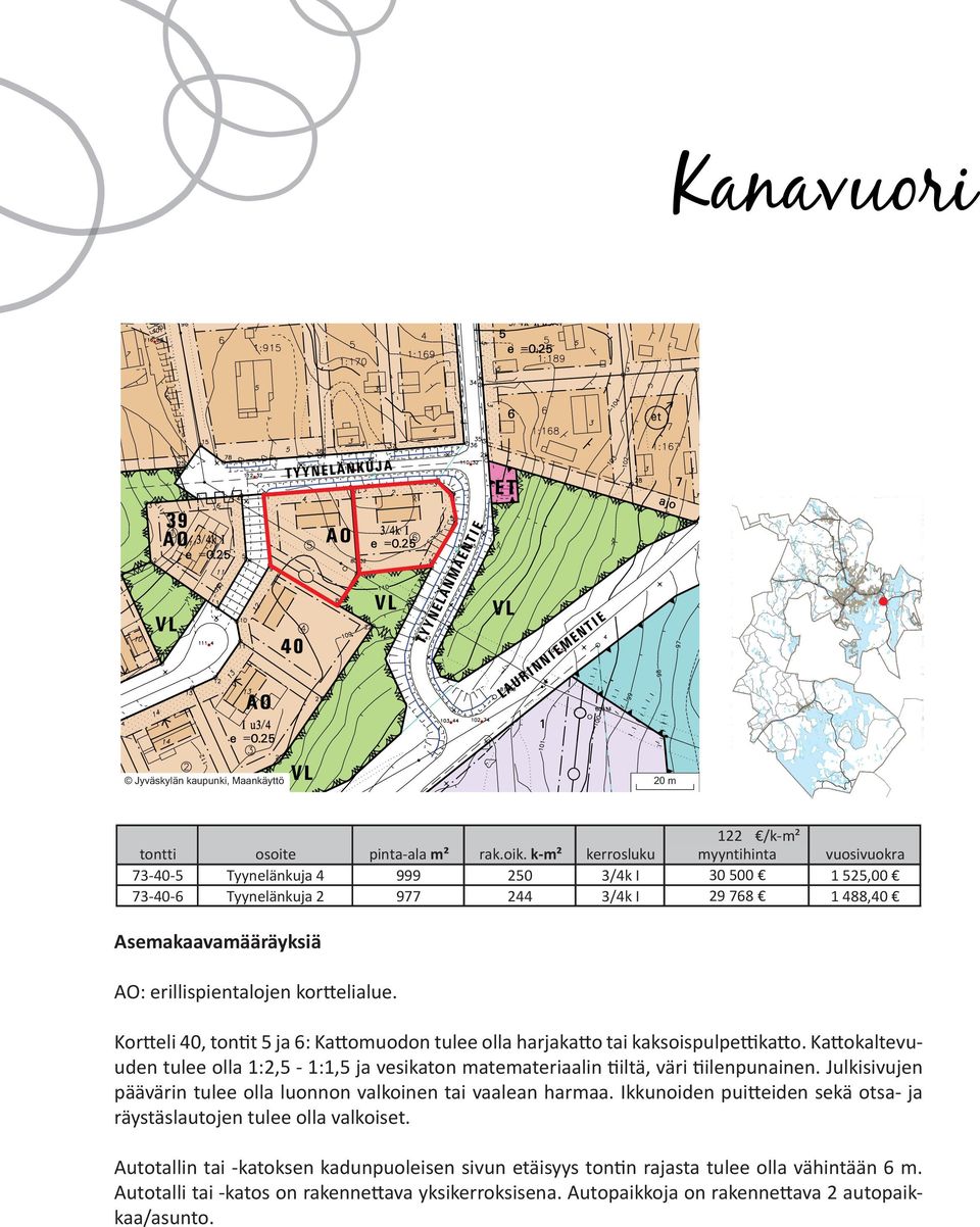 Kor eli 40, ton t 5 ja 6: Ka omuodon tulee olla harjaka o tai kaksoispulpe ka o. Ka okaltevuuden tulee olla 1:2,5-1:1,5 ja vesikaton matemateriaalin iltä, väri ilenpunainen.