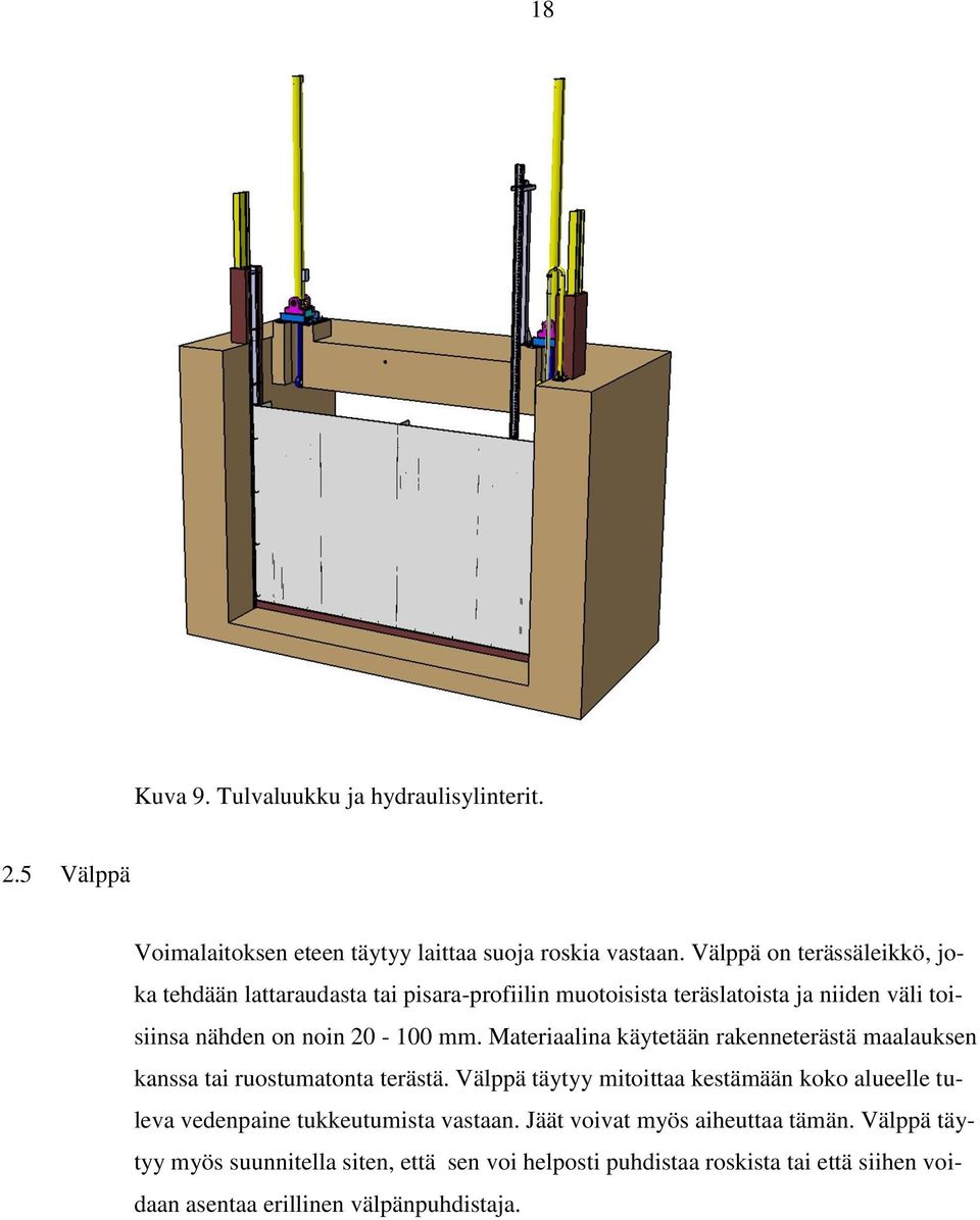 Materiaalina käytetään rakenneterästä maalauksen kanssa tai ruostumatonta terästä.
