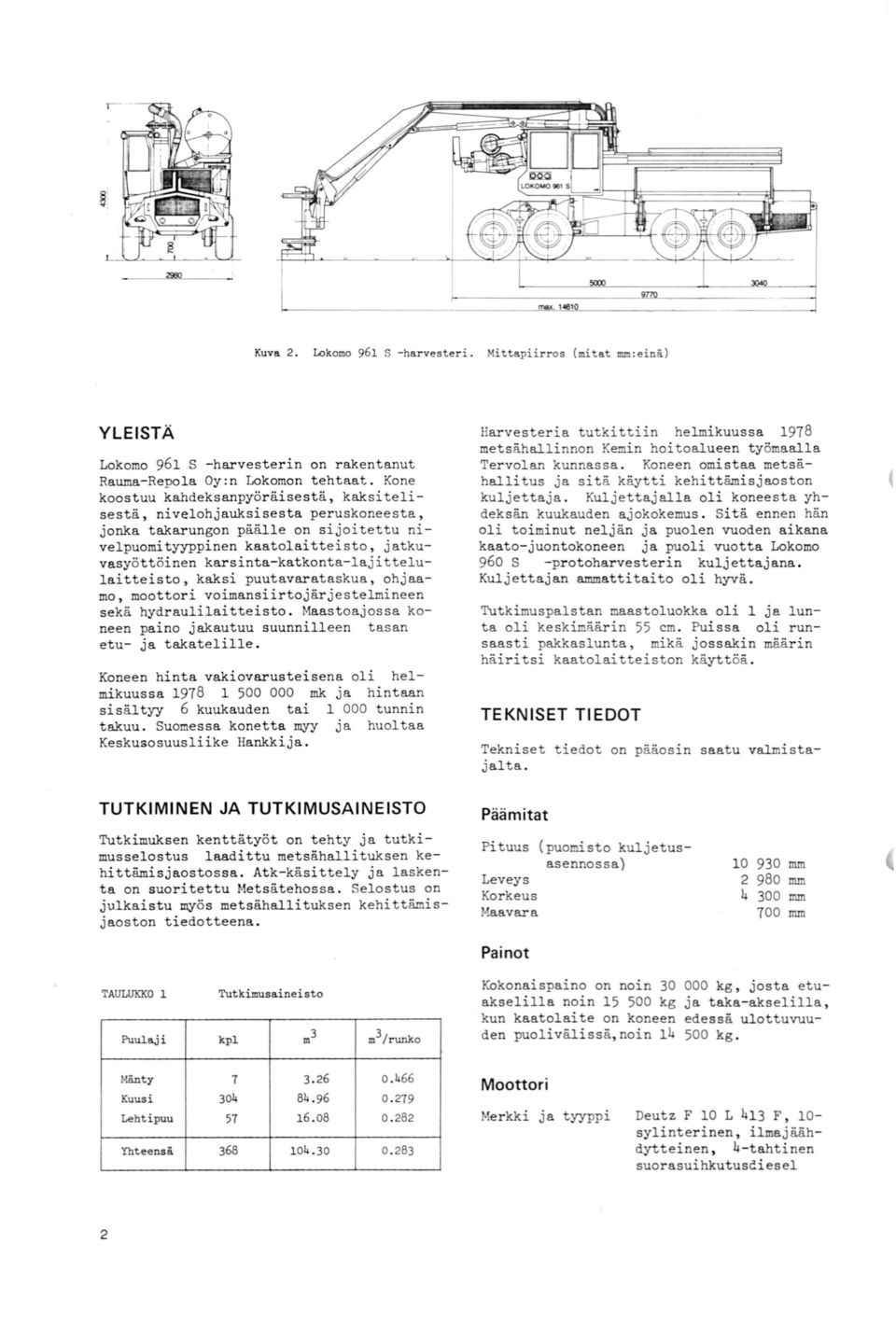 lajittelulaitteisto, kaksi puutavarataskua, ohjaama, moottori voimansiirtojärjestelmineen sekä hydraulilaitteisto. Maastoajossa koneen paino jakautuu suunnilleen tasan etu- ja takatelille.