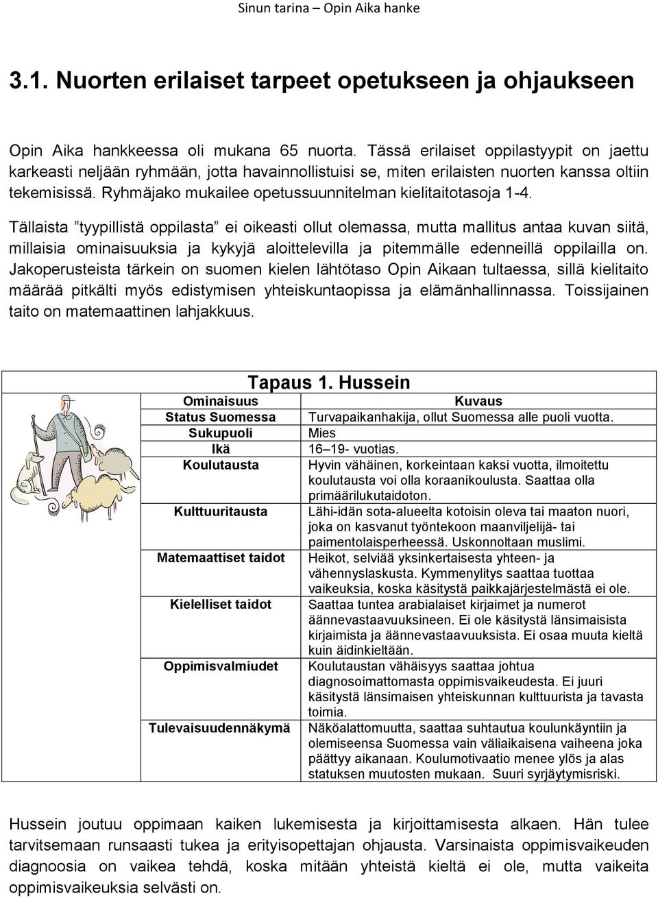 Ryhmäjako mukailee opetussuunnitelman kielitaitotasoja 1-4.