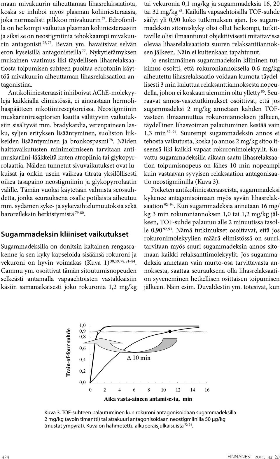 Nykytietämyksen mukainen vaatimus liki täydellisen lihasrelaksaatiosta toipumisen suhteen puoltaa edrofonin käyttöä mivakuurin aiheuttaman lihasrelaksaation antagonistina.