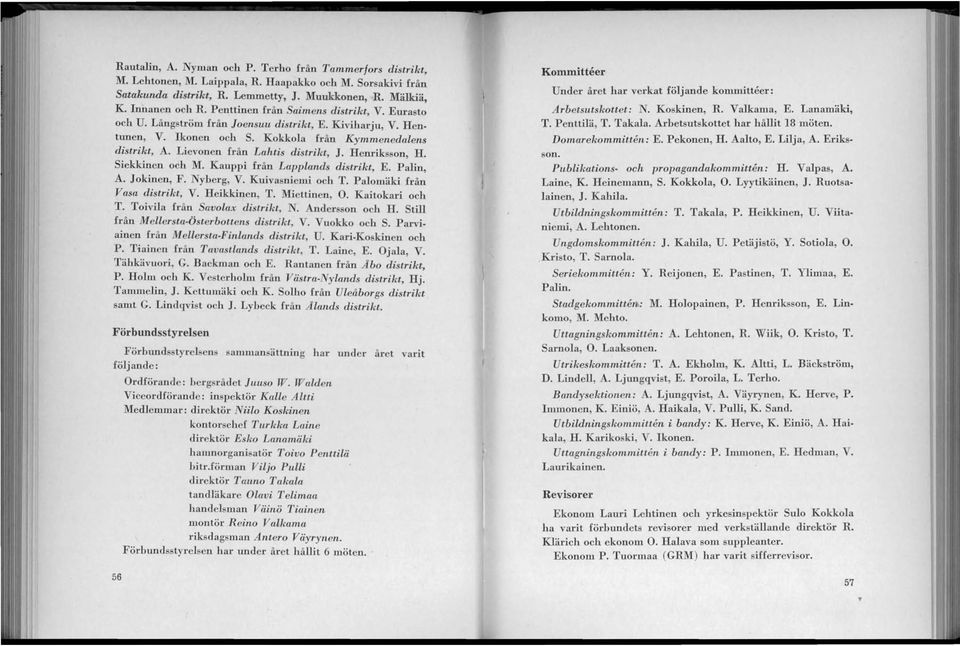 Lievonen hån Lahtis distrikt, J. Henriksson, H. Siekkinen och M. Kauppi från Lapplands distrikt, E. Palin, A. Jokinen, F. Nyberg, V. Kuivasniemi oeh T. Palomäki från Vasa distrikt, V. Heikkinen, T.