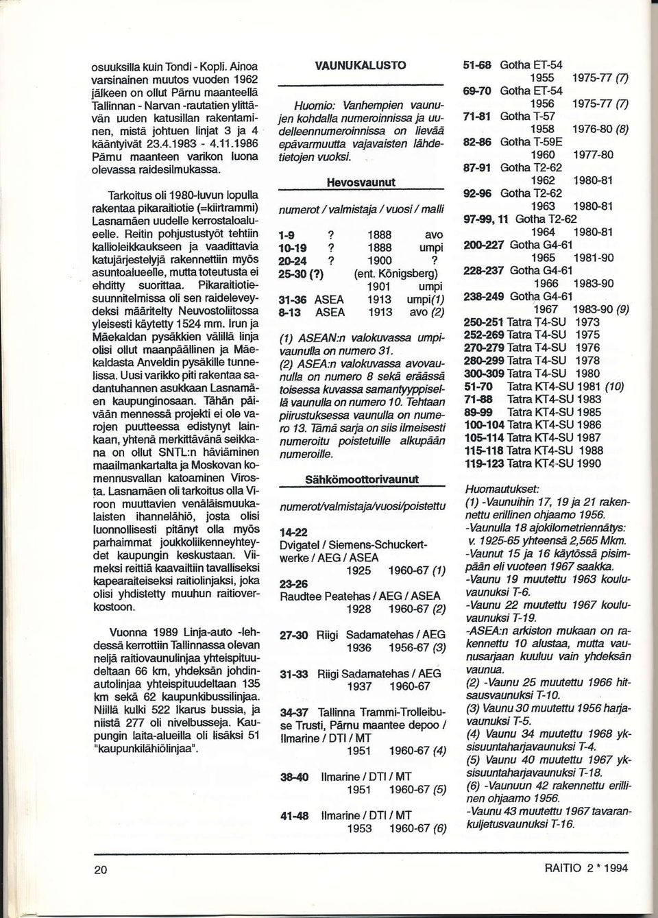 11-1986 Påmu naanteeo varikon luom olevassa raidesilrnul ssa. Tarkoitus oli 'l gsglwun lopulla råkentaa pikaraitioti (-kiinrammi) Lasmmäen uudelle kenostaloalueelle.