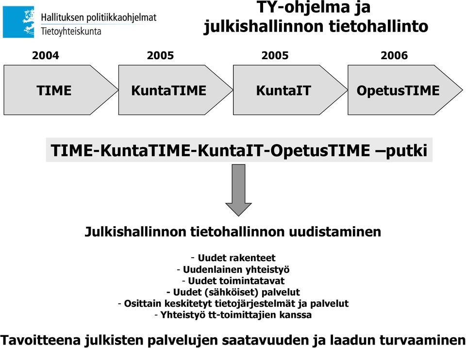 Uudenlainen yhteistyö - Uudet toimintatavat - Uudet (sähköiset) palvelut - Osittain keskitetyt