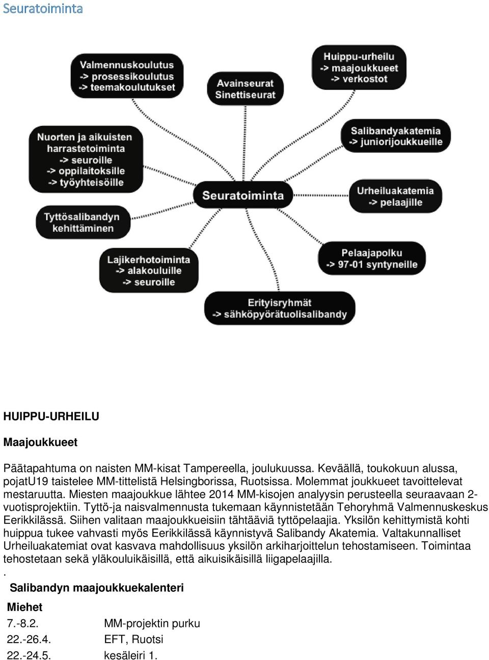 Tyttö-ja naisvalmennusta tukemaan käynnistetään Tehoryhmä Valmennuskeskus Eerikkilässä. Siihen valitaan maajoukkueisiin tähtääviä tyttöpelaajia.