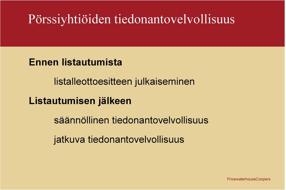 julkaiseminen Listautumisen jälkeen