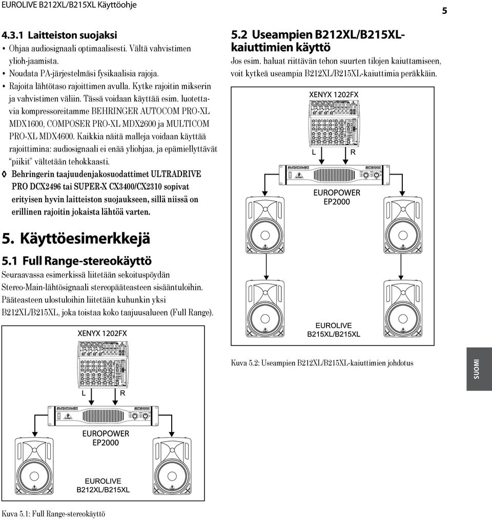 luotettavia kompressoreitamme BEHRINGER AUTOCOM PRO-XL MDX1600, COMPOSER PRO-XL MDX2600 ja MULTICOM PRO-XL MDX4600.