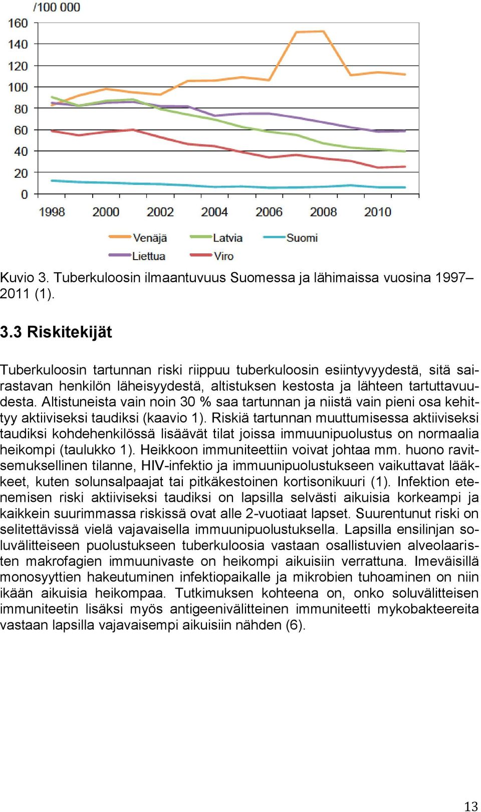 Riskiä tartunnan muuttumisessa aktiiviseksi taudiksi kohdehenkilössä lisäävät tilat joissa immuunipuolustus on normaalia heikompi (taulukko 1). Heikkoon immuniteettiin voivat johtaa mm.