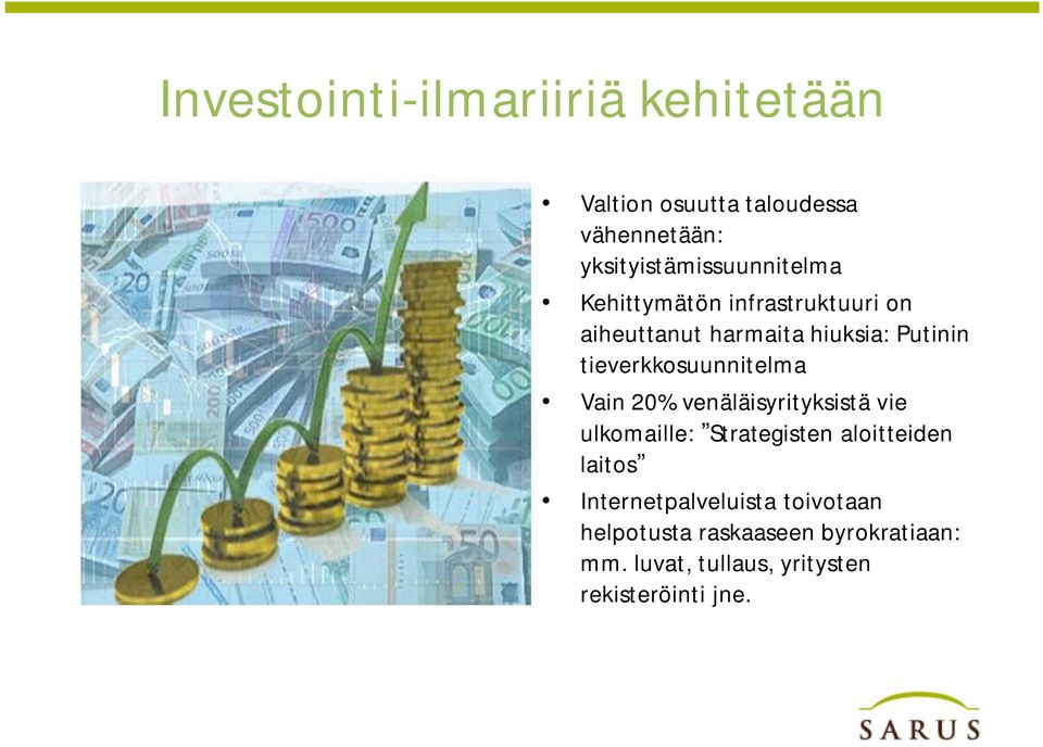 tieverkkosuunnitelma Vain 20% venäläisyrityksistä vie ulkomaille: Strategisten aloitteiden