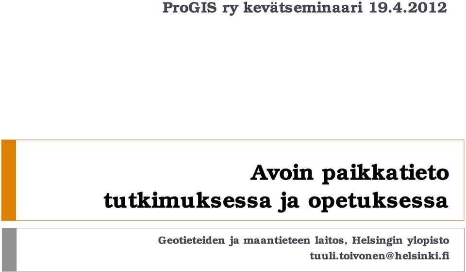 opetuksessa Geotieteiden ja maantieteen