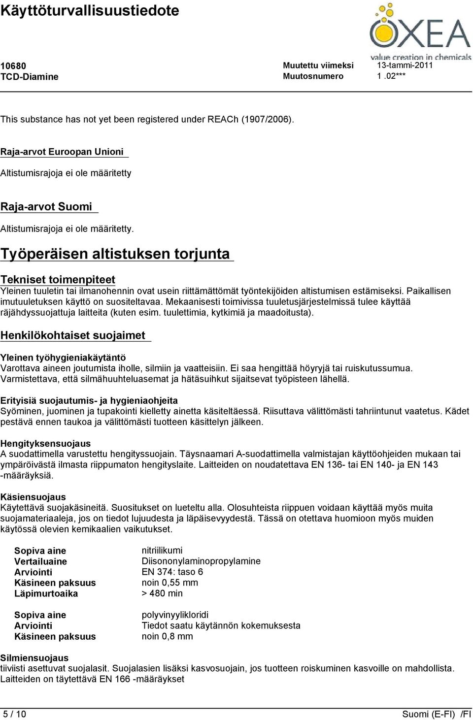 Työperäisen altistuksen torjunta Tekniset toimenpiteet Yleinen tuuletin tai ilmanohennin ovat usein riittämättömät työntekijöiden altistumisen estämiseksi.