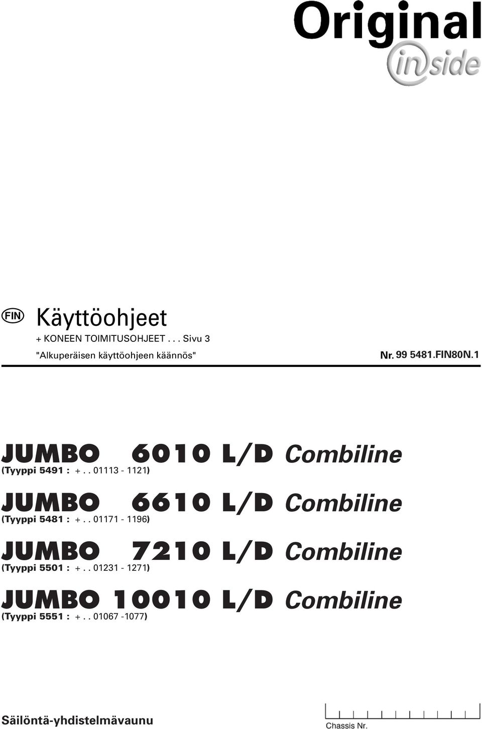 . 01171-1196) JUMBO (Tyyppi 5501 : +.