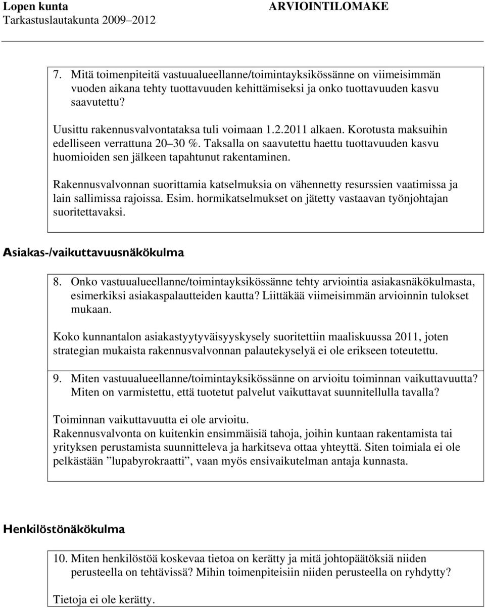 Uusittu rakennusvalvontataksa tuli voimaan 1.2.2011 alkaen. Korotusta maksuihin edelliseen verrattuna 20 30 %.