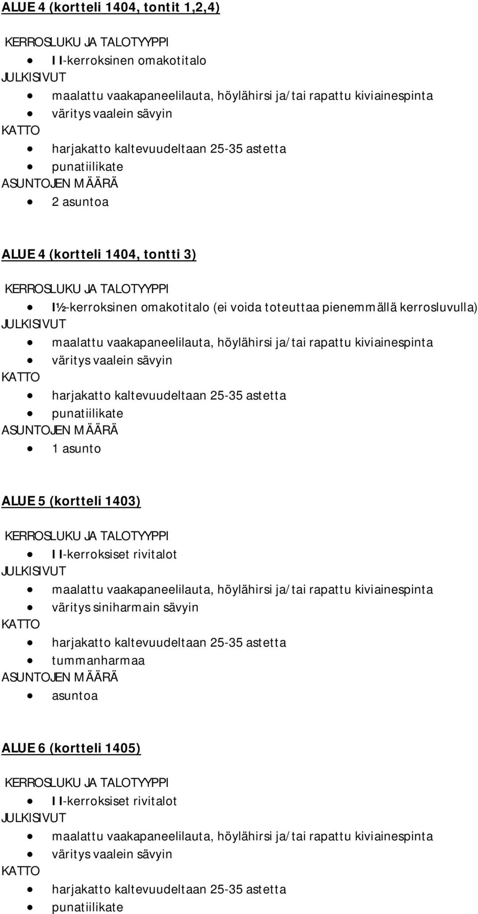 pienemmällä kerrosluvulla) 1 asunto ALUE 5 (kortteli 1403) I I-kerroksiset