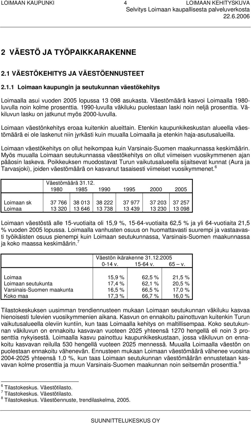 Loimaan väestönkehitys eroaa kuitenkin alueittain. Etenkin kaupunkikeskustan alueella väestömäärä ei ole laskenut niin jyrkästi kuin muualla Loimaalla ja etenkin haja-asutusalueilla.