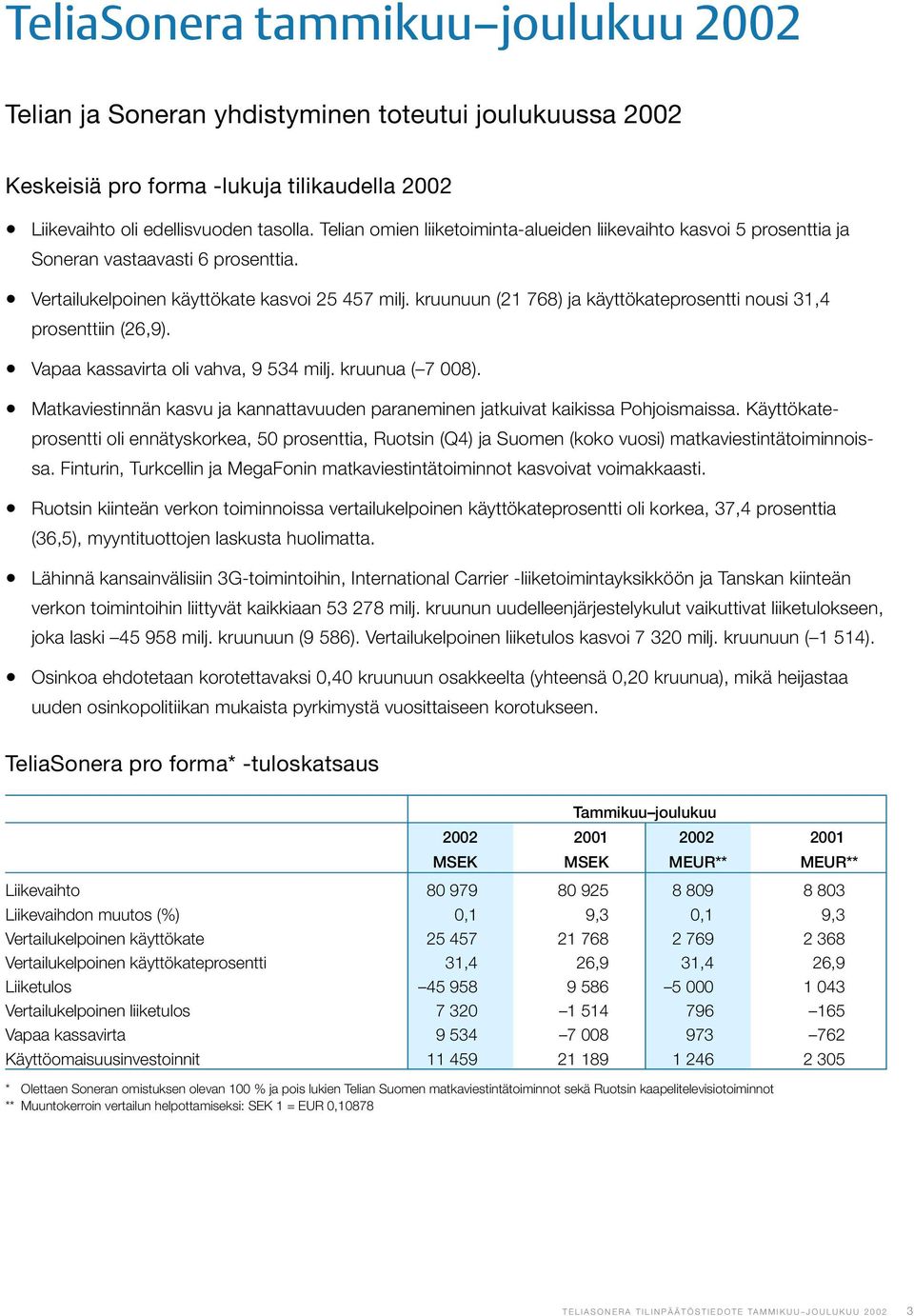 kruunuun (21 768) ja käyttökateprosentti nousi 31,4 prosenttiin (26,9). Vapaa kassavirta oli vahva, 9 534 milj. kruunua ( 7 008).