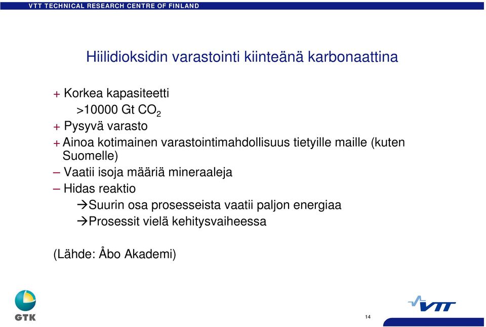 (kuten Suomelle) Vaatii isoja määriä mineraaleja Hidas reaktio Suurin osa