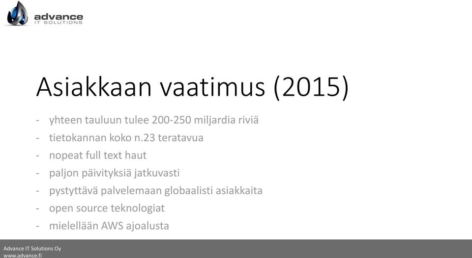 23 teratavua - nopeat full text haut - paljon päivityksiä