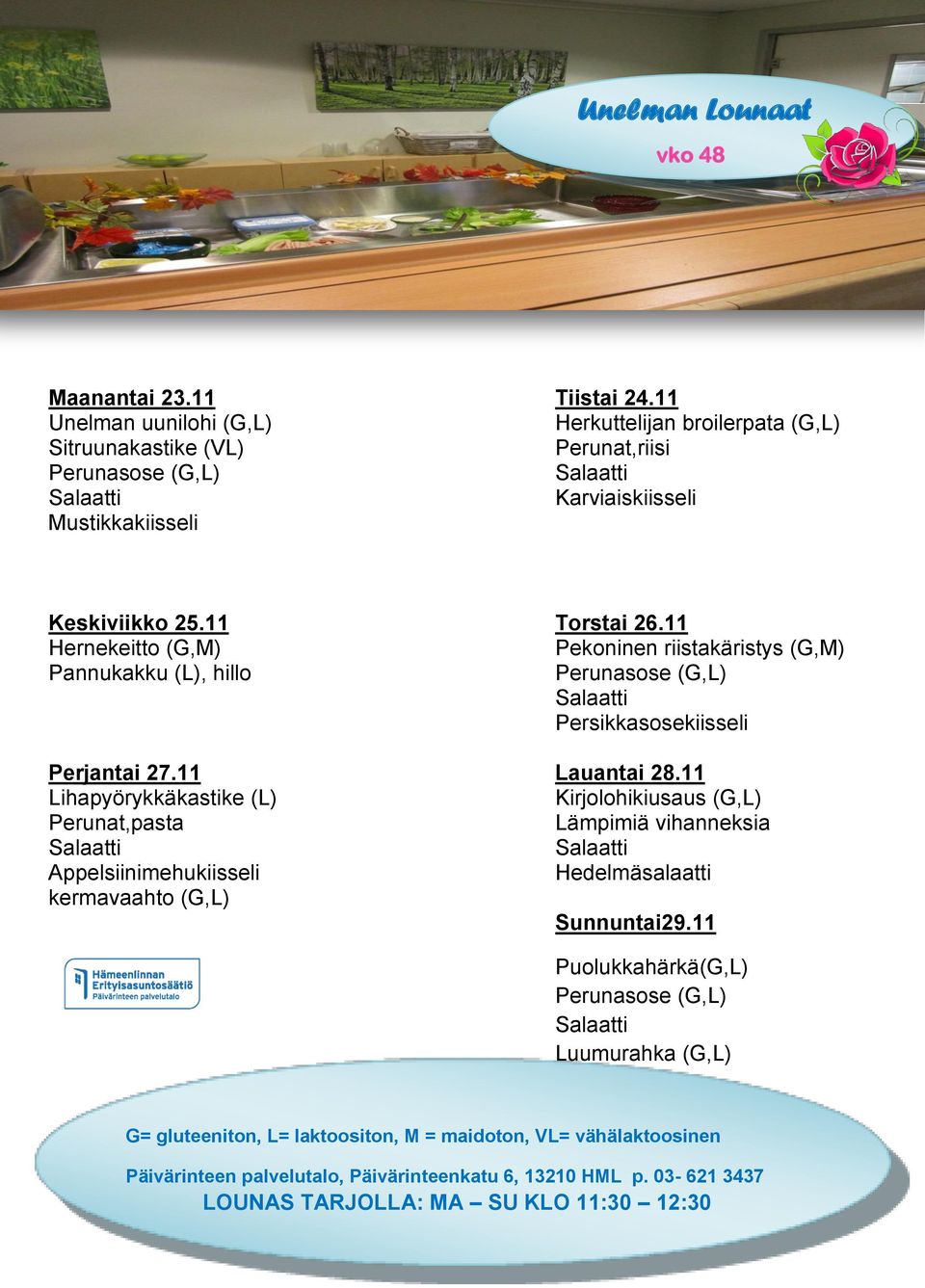 Mustikkakiisseli Keskiviikko 25.11 Torstai 26.