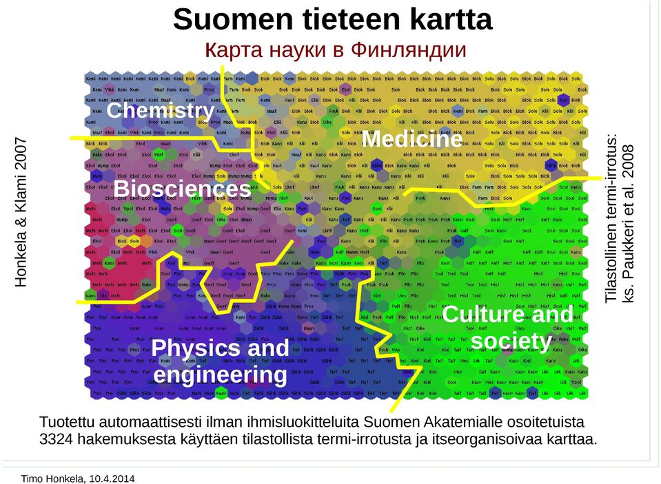 osoitetuista 3324 hakemuksesta käyttäen tilastollista termi-irrotusta ja itseorganisoivaa