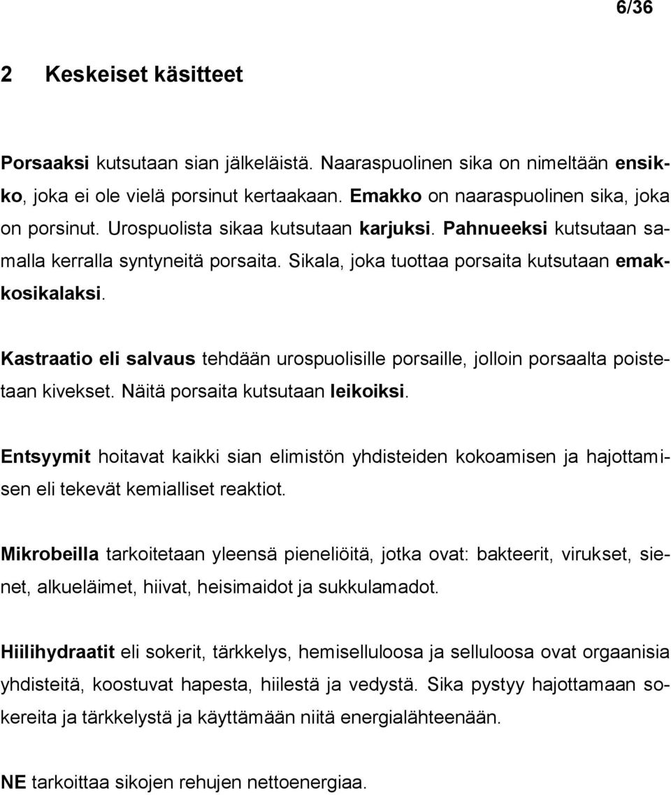 Kastraatio eli salvaus tehdään urospuolisille porsaille, jolloin porsaalta poistetaan kivekset. Näitä porsaita kutsutaan leikoiksi.