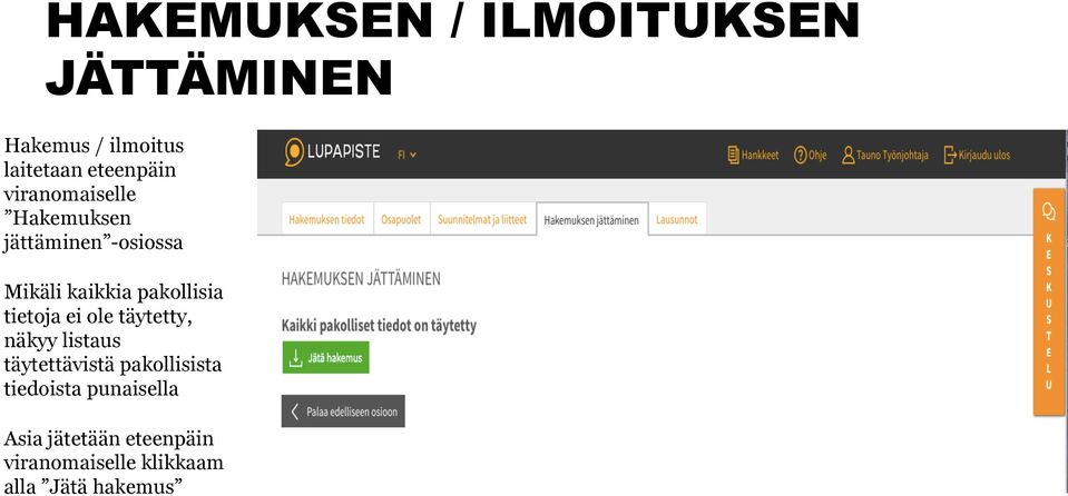 tietoja ei ole täytetty, näkyy listaus täytettävistä pakollisista