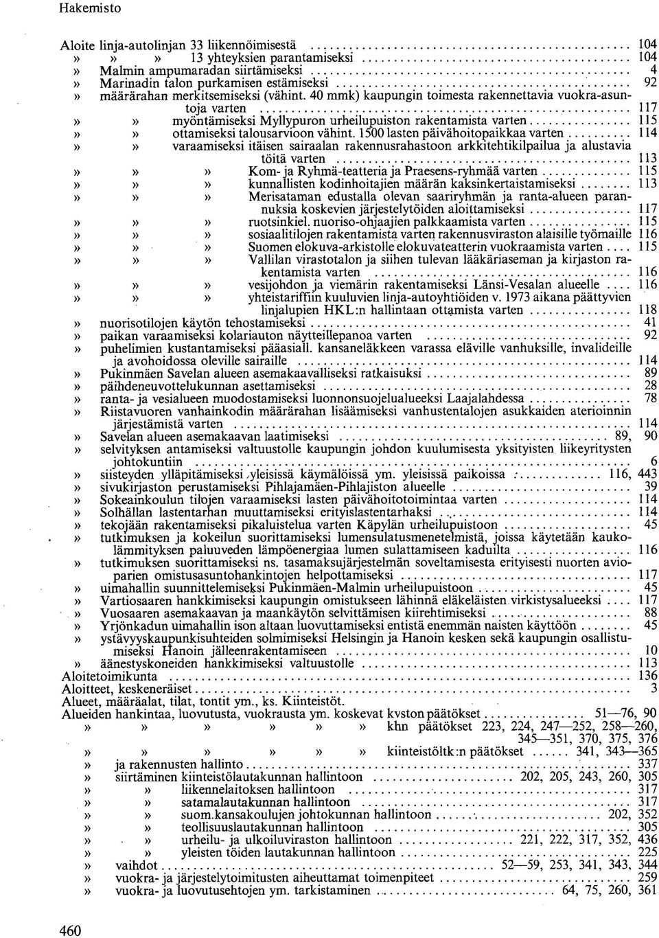 1500 lasten päivähoitopaikkaa varten 114»» varaamiseksi itäisen sairaalan rakennusrahastoon arkkitehtikilpailua ja alustavia töitä varten 113»»» Kom- ja Ryhmä-teatteria ja Praesens-ryhmää varten