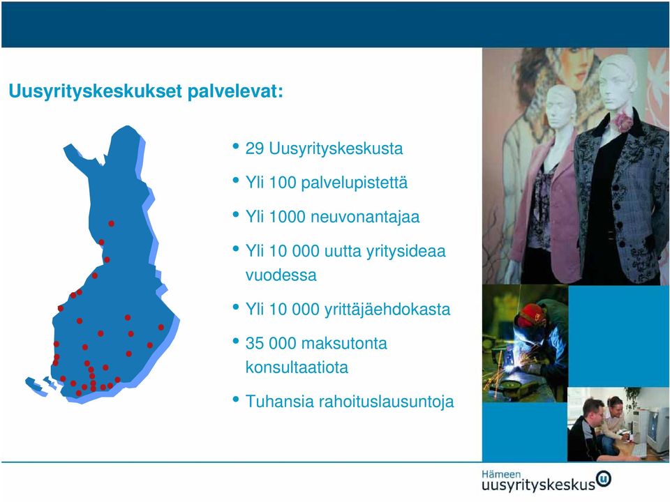 uutta yritysideaa vuodessa Yli 10 000 yrittäjäehdokasta