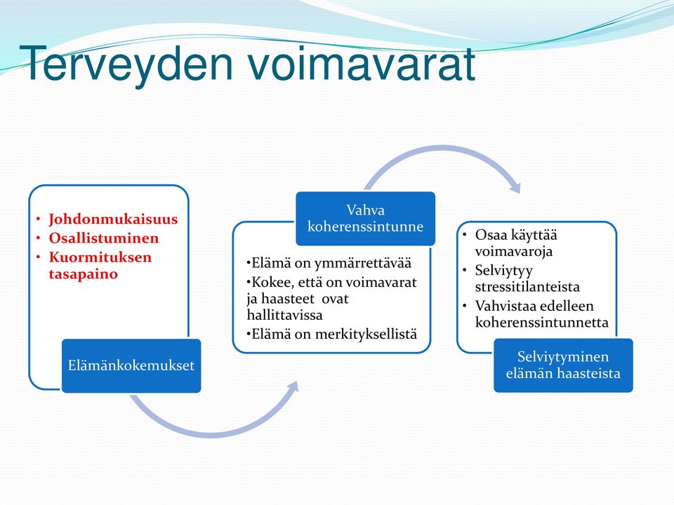 voimavarat ja haasteet ovat hallittavissa Elämä on merkityksellistä Osaa käyttää