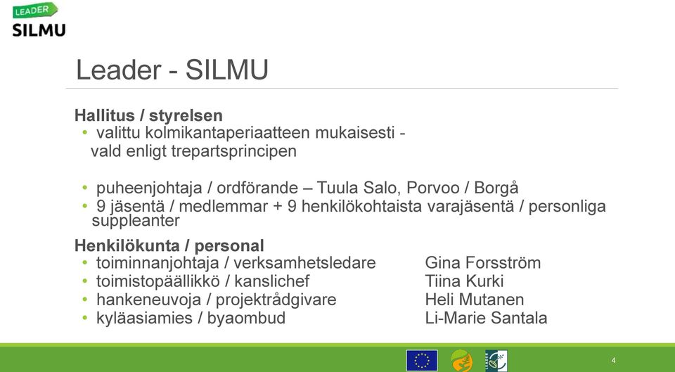 personliga suppleanter Henkilökunta / personal toiminnanjohtaja / verksamhetsledare toimistopäällikkö /