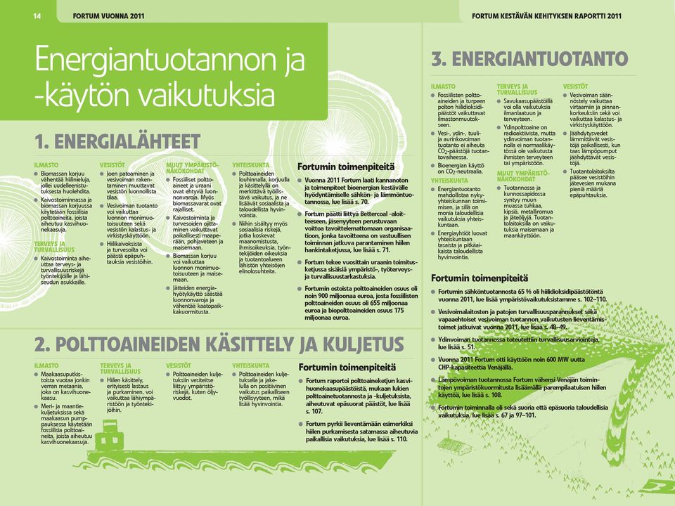 Kaivostoiminnassa ja biomassan korjuussa käytetään fossiilisia polttoaineita, joista aiheutuu kasvihuonekaasuja.