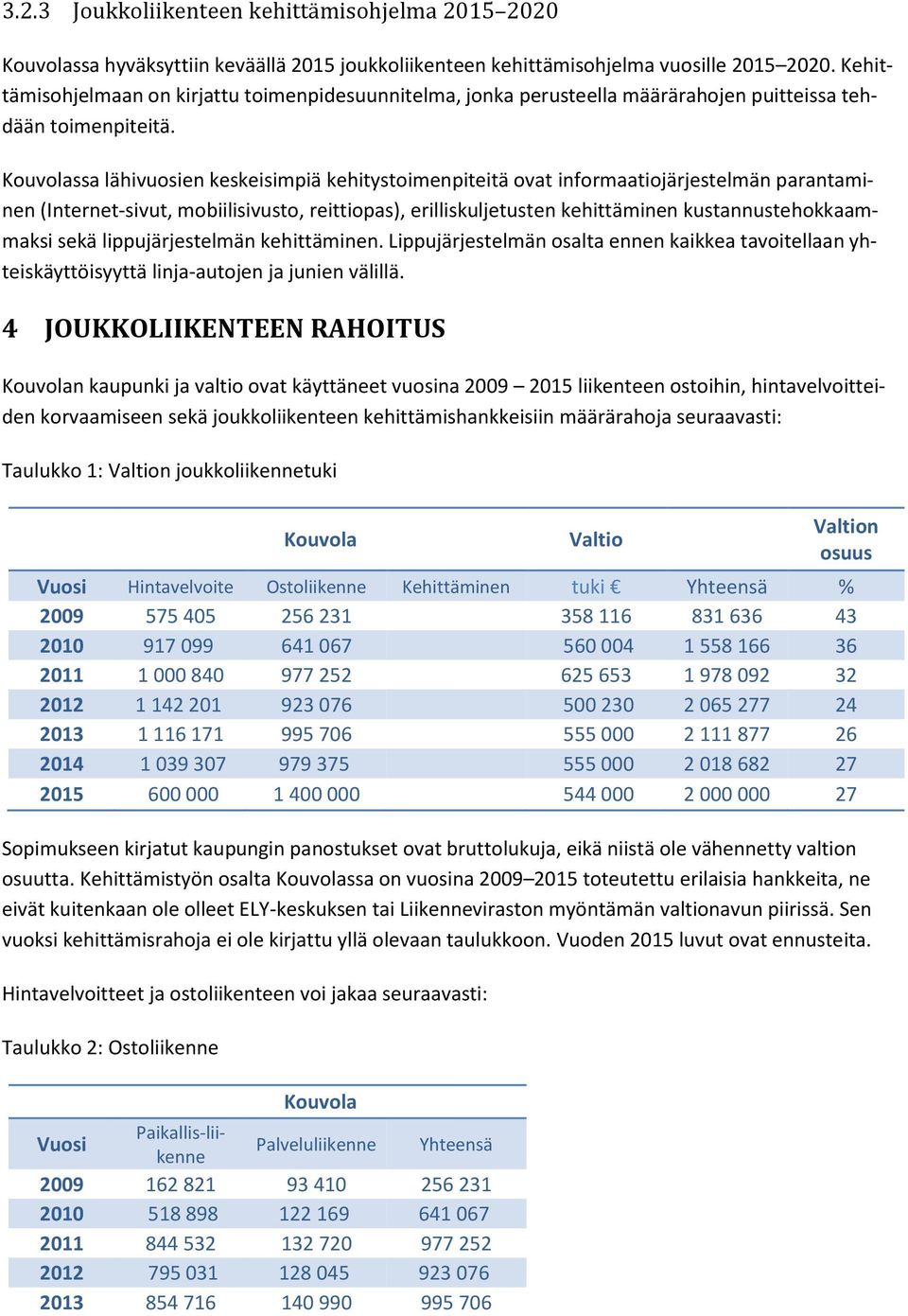 Kouvolassa lähivuosien keskeisimpiä kehitystoimenpiteitä ovat informaatiojärjestelmän parantaminen (Internet-sivut, mobiilisivusto, reittiopas), erilliskuljetusten kehittäminen