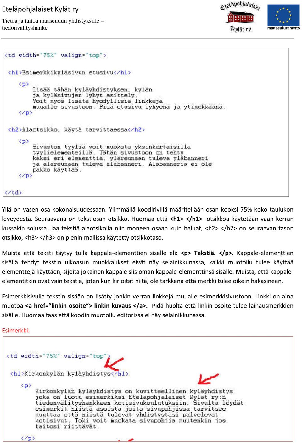 Jaa tekstiä alaotsikolla niin moneen osaan kuin haluat, <h2> </h2> on seuraavan tason otsikko, <h3> </h3> on pienin mallissa käytetty otsikkotaso.