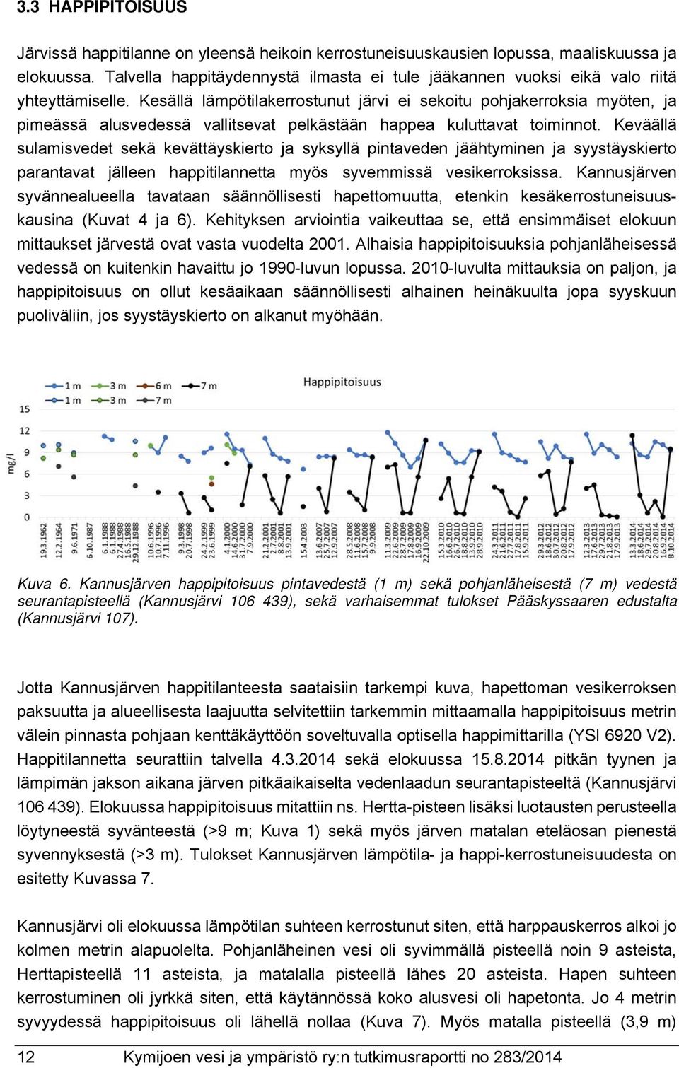 Kesällä lämpötilakerrostunut järvi ei sekoitu pohjakerroksia myöten, ja pimeässä alusvedessä vallitsevat pelkästään happea kuluttavat toiminnot.