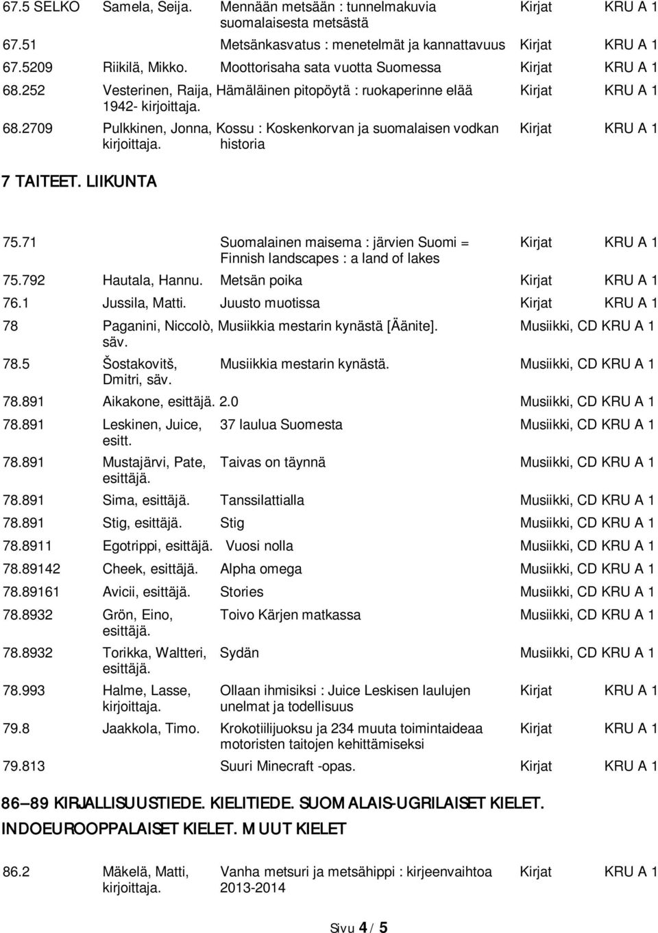 2709 Pulkkinen, Jonna, Kossu : Koskenkorvan ja suomalaisen vodkan Kirjat KRU A 1 historia 7 TAITEET. LIIKUNTA 75.