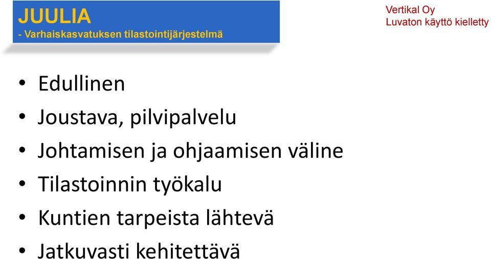 Tilastoinnin työkalu Kuntien