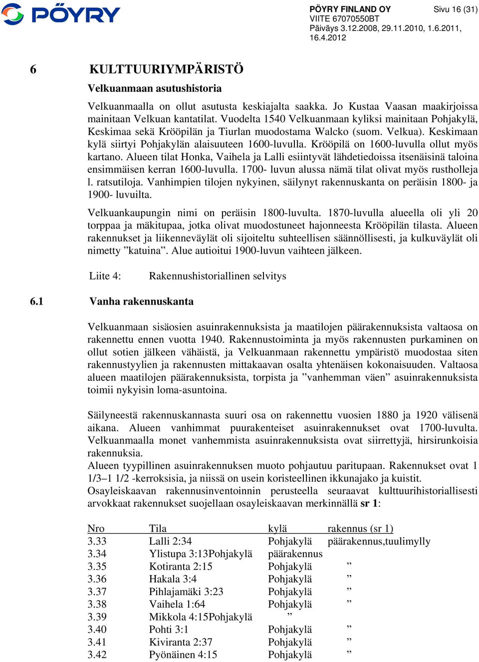Krööpilä on 1600-luvulla ollut myös kartano. Alueen tilat Honka, Vaihela ja Lalli esiintyvät lähdetiedoissa itsenäisinä taloina ensimmäisen kerran 1600-luvulla.