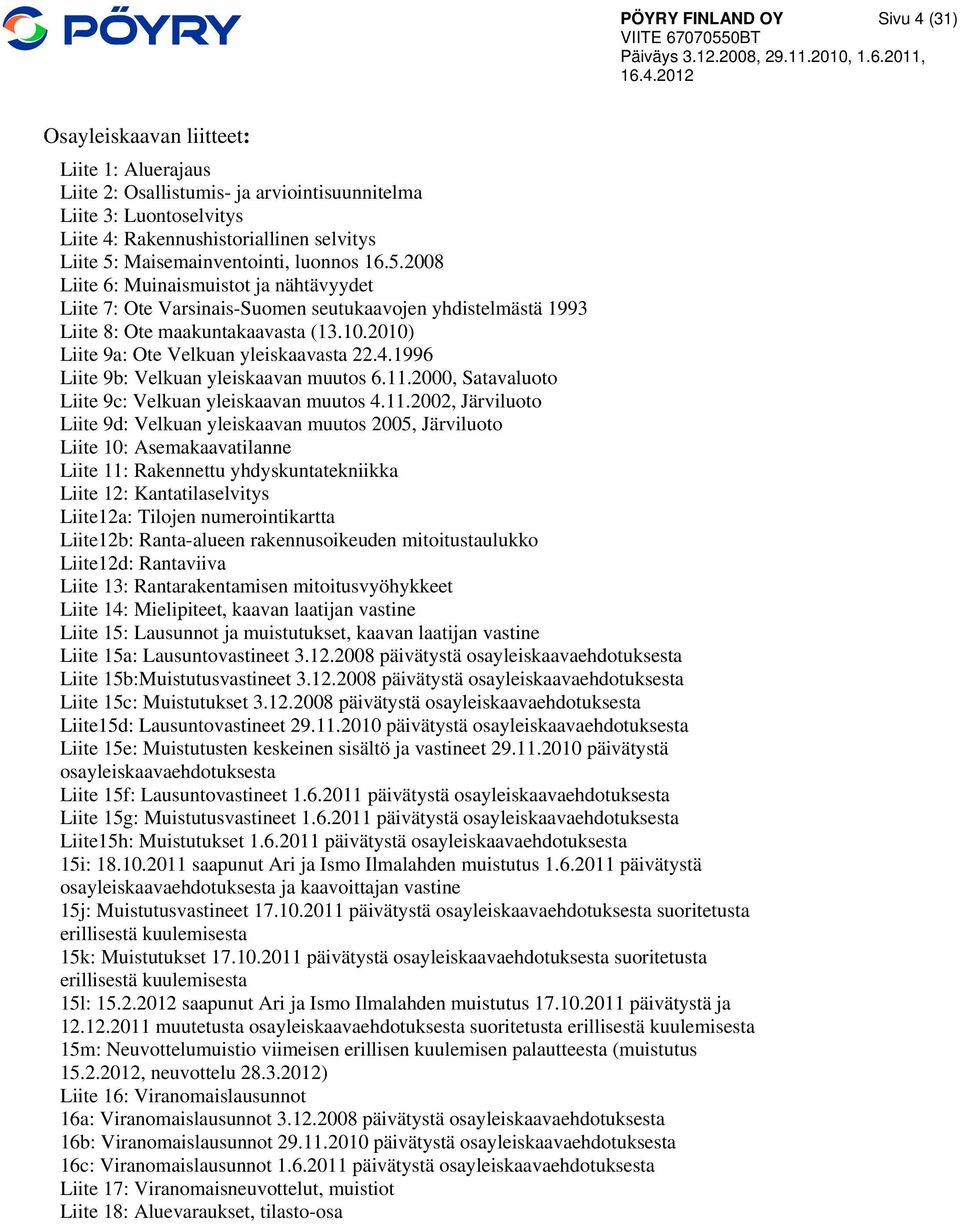 2010) Liite 9a: Ote Velkuan yleiskaavasta 22.4.1996 Liite 9b: Velkuan yleiskaavan muutos 6.11.
