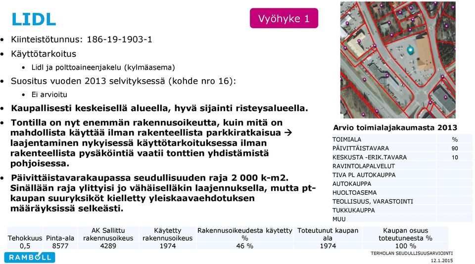 Tontilla on nyt enemmän rakennusoikeutta, kuin mitä on mahdollista käyttää ilman rakenteellista parkkiratkaisua laajentaminen nykyisessä käyttötarkoituksessa ilman rakenteellista pysäköintiä vaatii