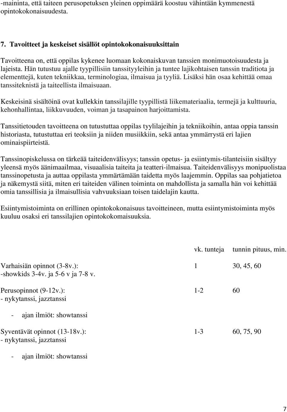 Hän tutustuu ajalle tyypillisiin tanssityyleihin ja tuntee lajikohtaisen tanssin traditiota ja elementtejä, kuten tekniikkaa, terminologiaa, ilmaisua ja tyyliä.