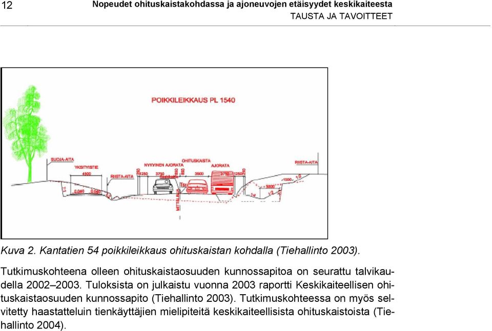 Tutkimuskohteena olleen ohituskaistaosuuden kunnossapitoa on seurattu talvikaudella 2002 2003.