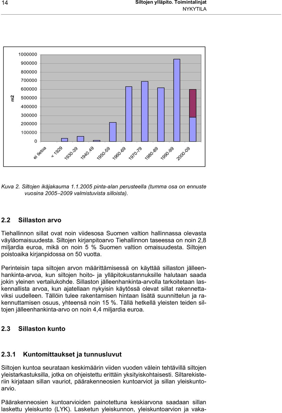 Siltojen kirjanpitoarvo Tiehallinnon taseessa on noin 2,8 miljardia euroa, mikä on noin 5 % Suomen valtion omaisuudesta. Siltojen poistoaika kirjanpidossa on 50 vuotta.